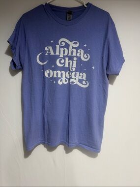 Gildan Lavender Alpha Chi Omega Short Sleeve Graphic Tee